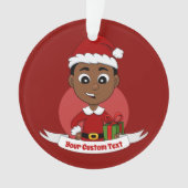 Cute African American Kerstboy cartoon Ornament (voorkant)