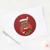 Cute African American Kerstboy cartoon Ronde Sticker (Envelop)
