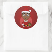 Cute African American Kerstboy cartoon Ronde Sticker (Tas)