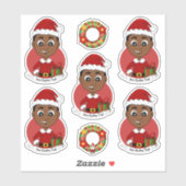 Cute African American Kerstboy cartoon Sticker (Vel)