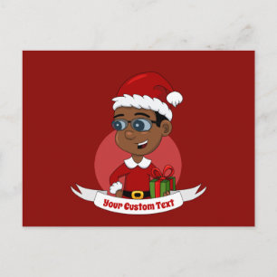 Cute African American Kerstboy met een bril Briefkaart