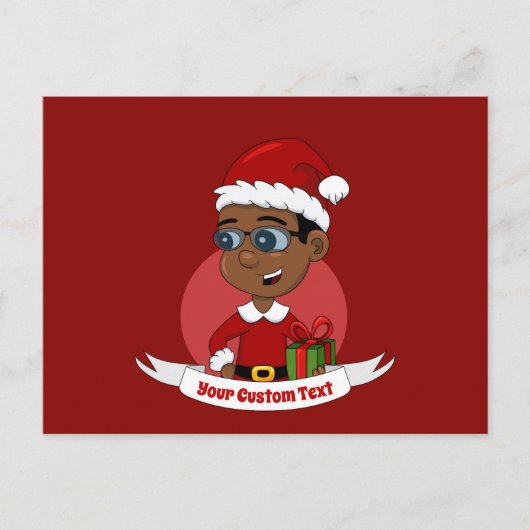 Cute African American Kerstboy met een bril Briefkaart (Voorkant)