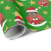 Cute African American Kerstboy met een bril Cadeaupapier (Rol Hoek)