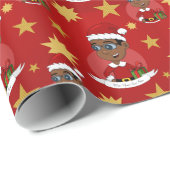 Cute African American Kerstboy met een bril Cadeaupapier (Rol Hoek)