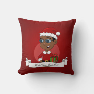 Cute African American Kerstboy met een bril Kussen