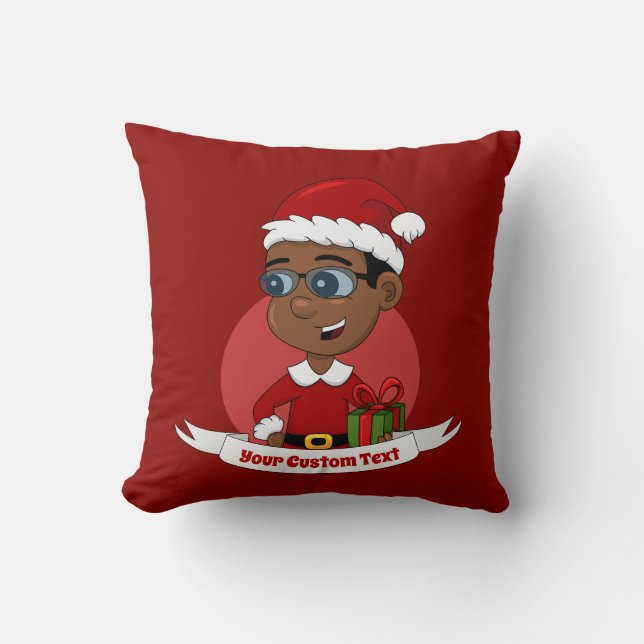 Cute African American Kerstboy met een bril Kussen (Voorkant)