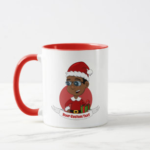 Cute African American Kerstboy met een bril Mok