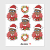 Cute African American Kerstboy met een bril Sticker (Vel)