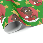 Cute African American Kerstmis cartoon Cadeaupapier (Rol Hoek)