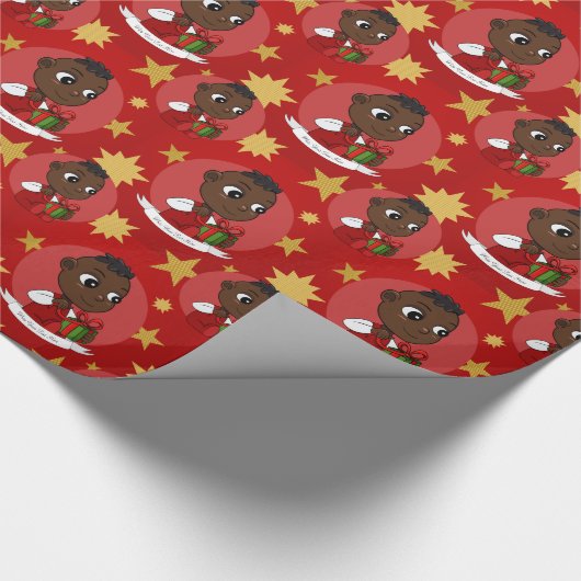 Cute African American Kerstmis cartoon Cadeaupapier (Hoek)