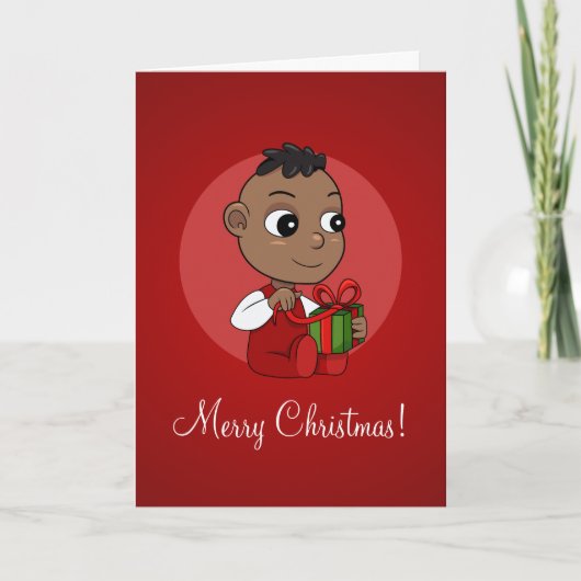 Cute African American Kerstmis cartoon Feestdagen Kaart (Voorkant)