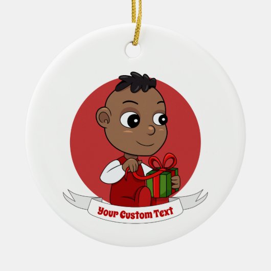Cute African American Kerstmis cartoon Keramisch Ornament (Voorkant)
