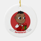 Cute African American Kerstmis cartoon Keramisch Ornament (Achterkant)