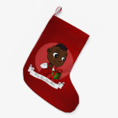 Cute African American Kerstmis cartoon Kleine Kerstsok (Voorkant (Hangend))