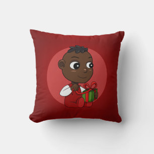 Cute African American Kerstmis cartoon Kussen