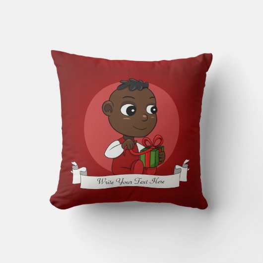 Cute African American Kerstmis cartoon Kussen (Voorkant)