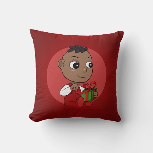 Cute African American Kerstmis cartoon Kussen (Voorkant)