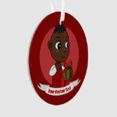 Cute African American Kerstmis cartoon Ornament (voorkant)