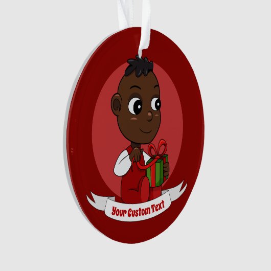 Cute African American Kerstmis cartoon Ornament (voorkant)