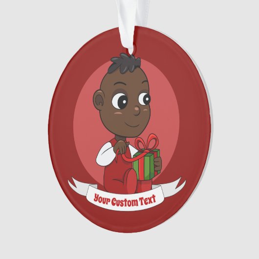 Cute African American Kerstmis cartoon Ornament (voorkant)