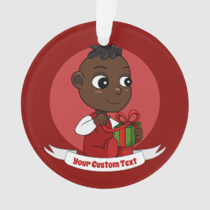 Cute African American Kerstmis cartoon Ornament