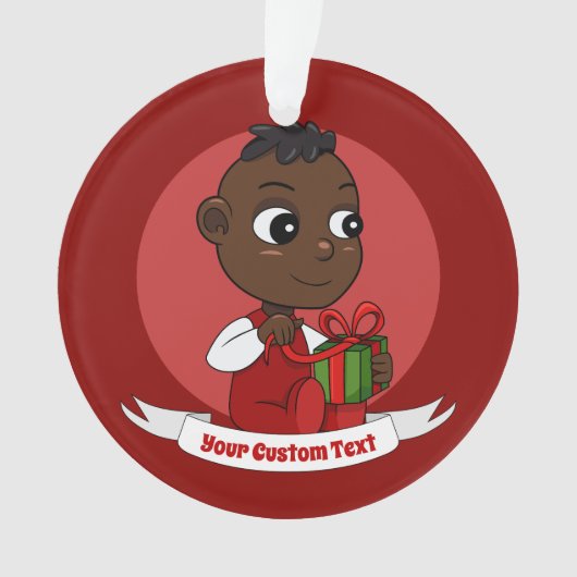 Cute African American Kerstmis cartoon Ornament (voorkant)