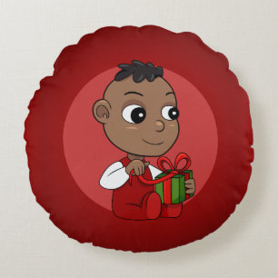 Cute African American Kerstmis cartoon Rond Kussen