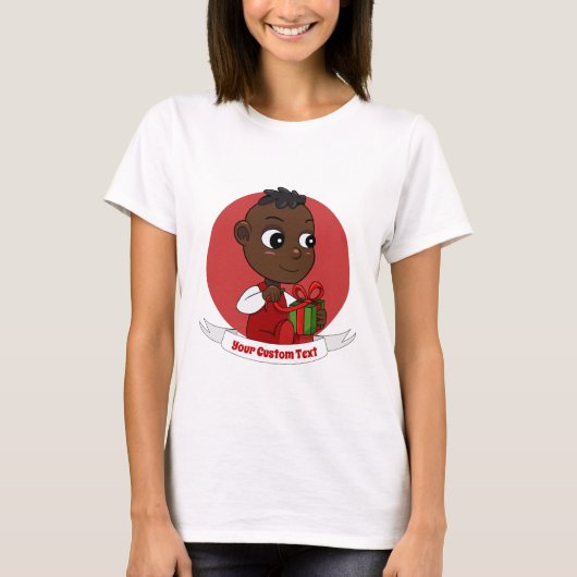 Cute African American Kerstmis cartoon T-shirt (Voorkant)