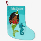 Cute African American mermaid decor Kleine Kerstsok (Voorkant)