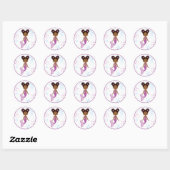 Cute African American Mermaid Round Sticker (Vel)