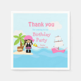 Cute African American Pirate Girl in Pink Birthday Servet