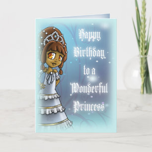 Cute African American Princess Birthday Kaart