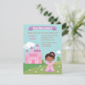 Cute African American Princess Birthday Party Kaart (Staand voorkant)