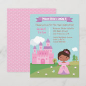 Cute African American Princess Birthday Party Kaart (Voorkant / Achterkant)