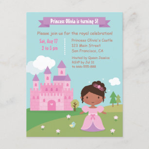 Cute African American Princess Birthday Party Kaart