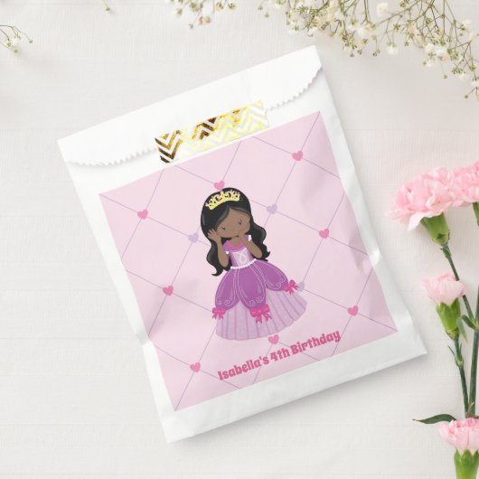 Cute African American Princess Pink Birthday Party Bedankzakje (Gezegeld)
