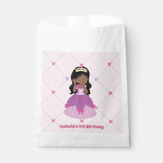 Cute African American Princess Pink Birthday Party Bedankzakje (Voorkant)