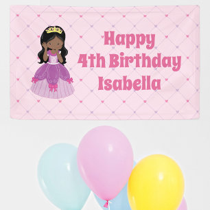 Cute African American Princess Pink Birthday Party Spandoek