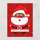 Cute African-American Santa Claus en sneeuw Feestdagenkaart (Voorkant)