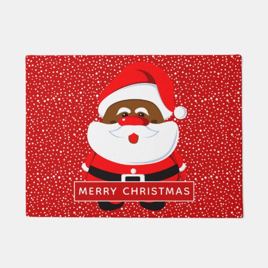 Cute African-American Santa Claus Kerstmis Deurmat (Voorkant)