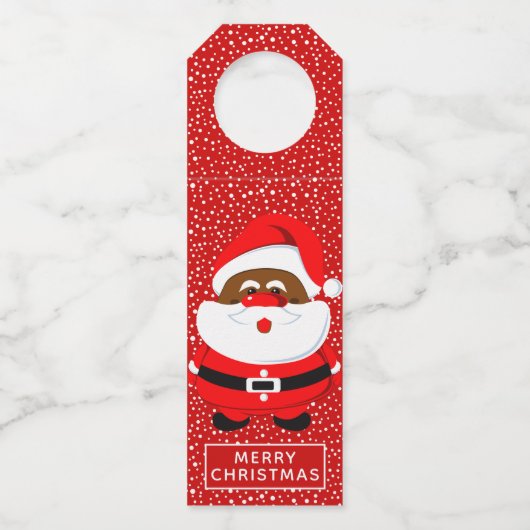Cute African-American Santa Claus Kerstmis Flessenhanger (Voorkant)