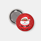 Cute African-American Santa Claus Kerstmis Magneet (Voorkant / Achterkant)