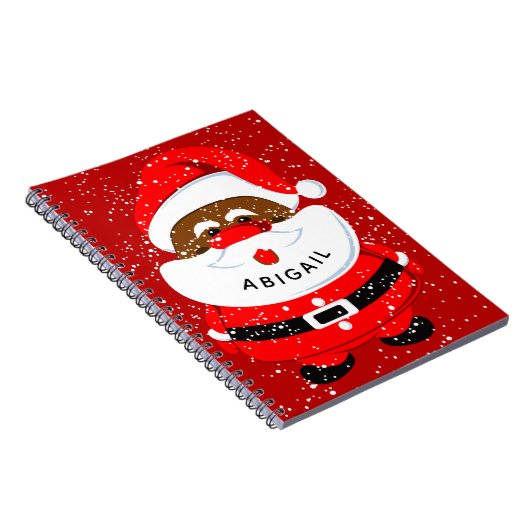 Cute African-American Santa Claus Kerstmis Notitieboek (Rechterzijde)