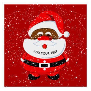 Cute African-American Santa Claus Kerstmis Perfect Poster
