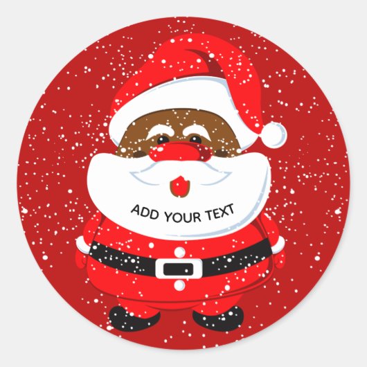 Cute African-American Santa Claus Kerstmis Ronde Sticker (Voorkant)
