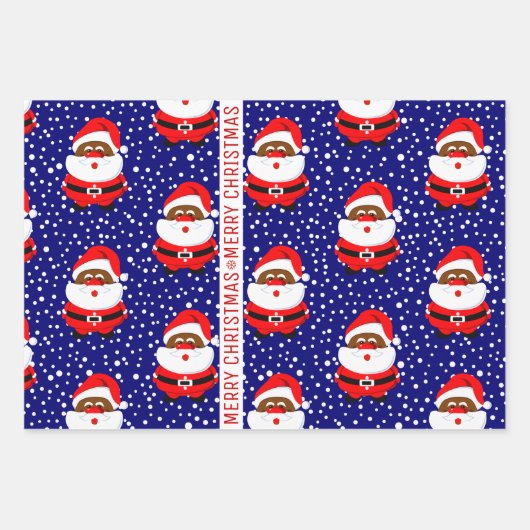 Cute African-American Santa Claus Merry Kerstmis Inpakpapier Vel (Voorkant)