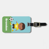 Cute African American Soccer Boy Bagagelabel (Voorkant horizontaal)