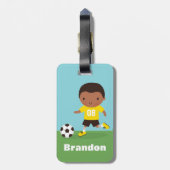 Cute African American Soccer Boy Bagagelabel (Achterkant verticaal)