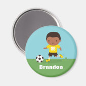 Cute African American Soccer Footballer Boy Magnet (Voorkant / Achterkant)