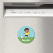 Cute African American Soccer Footballer Boy Magnet (Insitu (Vaatwasser))
